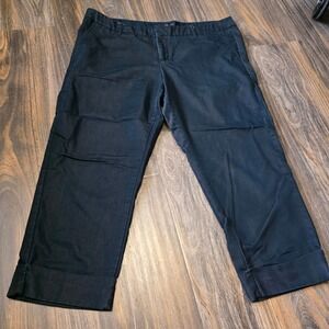 Mossimo Navy Blue Stretch Fit 3 Cropped Cuffed Trousers Womens 16 RN17730